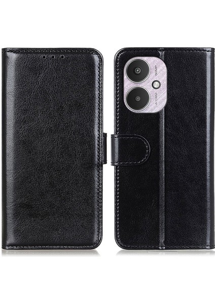 Xiaomi Redmi 13C 4g/poco C65 4g Case Anti-Cratch Crazy Horse Doku Cüzdan Stand Telefon Kapağı Black (Yurt Dışından)
