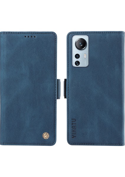 Xiaomi Için 12 Lite 5g Cilt Touch Telefon Kapağı Pu Deri Stand Kabuk Cüzdan Kılıf Mavisi (Yurt Dışından)