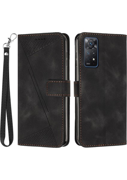 Xiaomi Redmi Için Deri Kılıf Not 12 Pro 4g/note 11 Pro 4g (Mediatek)/note 11 Pro 5g (Qualcomm)/note 11 Pro+ 5g Stand Cüzdan Telefon Kapak Black (Yurt Dışından)