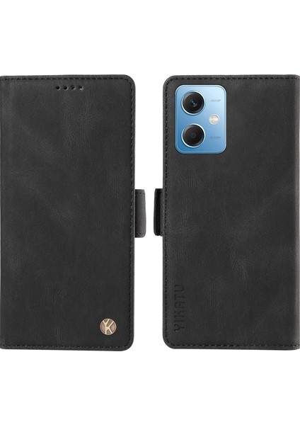 Xiaomi Redmi Için Pu Deri Cüzdan Kılıfı Not 12 5g (Çin)/(Hindistan)/(Global)/poco X5 5g, Cilt Touch Stand Telefon Kapak Black (Yurt Dışından)