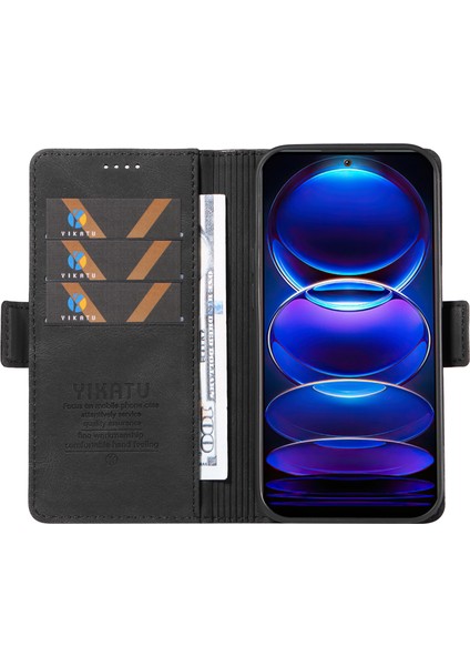 Xiaomi Redmi Için Pu Deri Cüzdan Kılıfı Not 12 5g (Çin)/(Hindistan)/(Global)/poco X5 5g, Cilt Touch Stand Telefon Kapak Black (Yurt Dışından) fiyatları