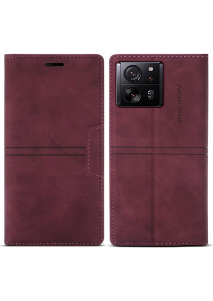 Xiaomi 13T/13T Pro/redmi K60 Ultra Kılıf Cüzdan Stand Cep Telefonu Kapak Kırmızısı (Yurt Dışından)