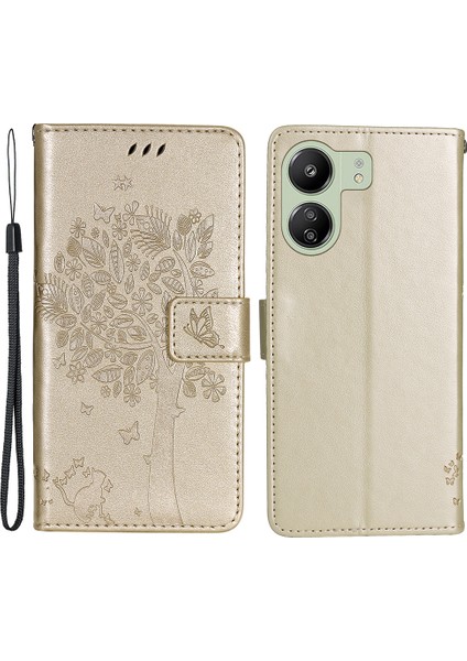 Xiaomi Redmi 13C 4g/poco C65 4g Kılıfı Baskılı Cüzdan Telefon Kapağı-Altın (Yurt Dışından)