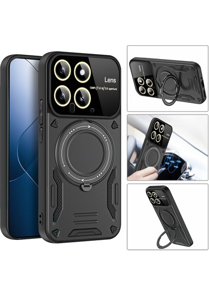 Xiaomi Için 14 Vaka Manyetik Dönen Kickstand Pc+Tpu Telefon Geri Kapak-Black (Yurt Dışından) fiyatları