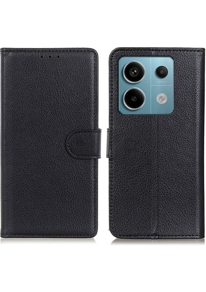 Xiaomi Redmi Için Note 13 Pro 5g Cep Telefon Kılıfı Litchi Doku Doku Deri Deri Kapak Black (Yurt Dışından)