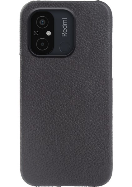 Xiaomi Redmi Için 12C 4g Orijinal Inek Deri Kaplamalı Pc Telefon Kılıfı Litchi Doku Manyetik Kapak Black (Yurt Dışından)