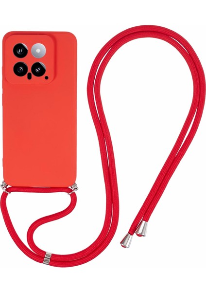 Xiaomi Için 14 Tpu Telefon Kılıfı Fiber Iç Astar Koruyucu Kapak Lanyard-Red ile (Yurt Dışından)