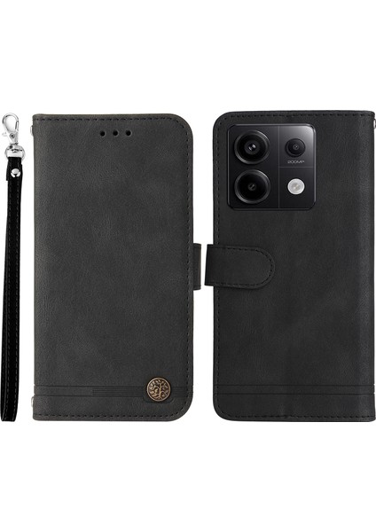Xiaomi Redmi Için Note 13 Pro 5g Deri Kılıf Strap Telefon Cüzdan Stand Kapak Black (Yurt Dışından)