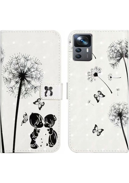 Xiaomi 12T 5G/12T Pro 5g/redmi K50 Ultra Kılıf 3D Pu Desen Pu Deri Deri Flip Telefon Kapak Kişileri ve Karahindi Tezgahı (Yurt Dışından)