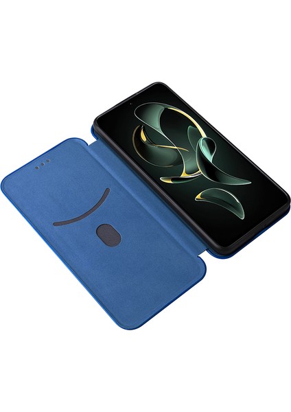 Xiaomi Için Redmi K60 ULTRA/13T/13T Pro Karbon Fiber Doku Telefon Kılıfı Deri Derecilik Anti Dalgalı Kapak Kart Yuvası Mavisi (Yurt Dışından) fiyatları