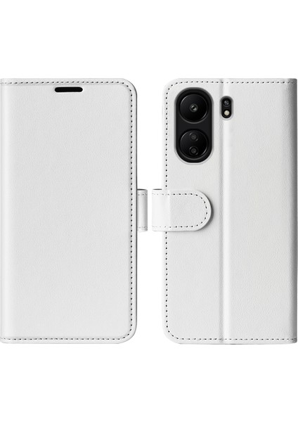 Xiaomi Redmi Için 13C 4g/poco C65 4g Case Crazy Horse Doku Flip Stand Cüzdan Telefon Kapak-Beyaz (Yurt Dışından)