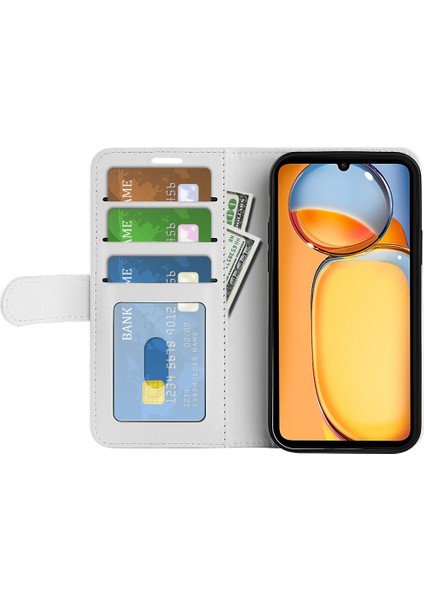 Xiaomi Redmi Için 13C 4g/poco C65 4g Case Crazy Horse Doku Flip Stand Cüzdan Telefon Kapak-Beyaz (Yurt Dışından) fiyatları