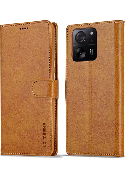 Xiaomi 13T/13T Pro/redmi K60 Ultra Kılıf Buzağı Doku Deri Deri Cüzdan Telefon Kuşkum Anti-Shock Kapak Sarı (Yurt Dışından)
