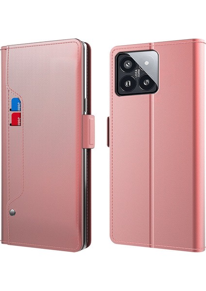Xiaomi 14 Pro Vaka Magnetic Shockproof Pu Deri Telefon Stand Kapak Golü Altın (Yurt Dışından)