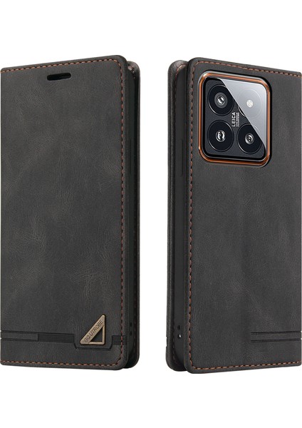 Xiaomi 14 Pro Folio Flip Flip Cep Telefonu Deri Kapak Black (Yurt Dışından)