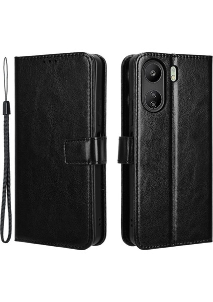 Xiaomi Redmi 13C/POCO C65 4g Kasa Deri Cüzdan Telefon Stand Kapak Black (Yurt Dışından)
