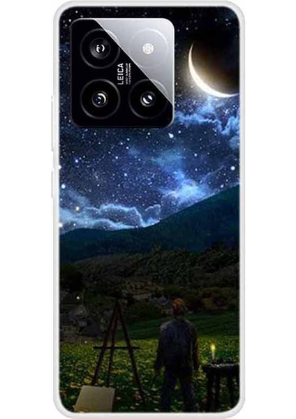 Xiaomi Için 14 Tpu Case Anti-Drop Desen Baskı Telefon Koruyucu Arka Kapak Gecesi Gökyüzü (Yurt Dışından)
