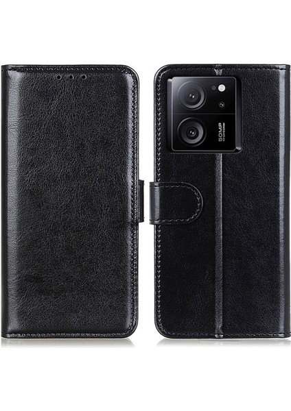 Xiaomi Için Redmi K60 ULTRA/13T/13T Pro Case Cüzdan Çılgın At Dokusu Şok Geçirmez Stand Deri Telefon Kapak Black (Yurt Dışından)