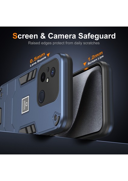 Xiaomi Redmi Için 12C 4g/poco C55 4g Telefon Kılıfı Şok Geçirmez Tpu Sabit Pc Damla Geçirmez Kabuk-Navy Mavi (Yurt Dışından) fiyatları