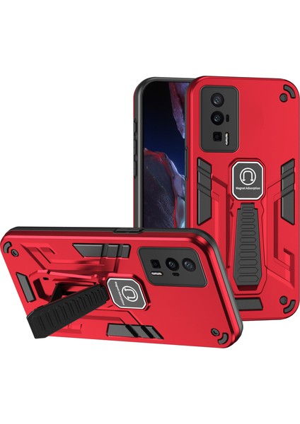 Xiaomi Redmi K60 5G/K60 Pro 5g/poco F5 Pro 5g Telefon Kılıfı Görünmez Kickstand Cover-Red Için (Yurt Dışından)