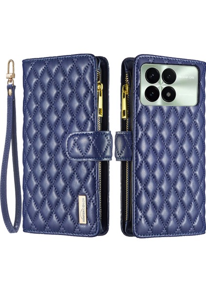 Xiaomi Redmi Için K70E 5g Case Fermuar Cüzdan Stand Kapağı Strap-Mavi (Yurt Dışından)