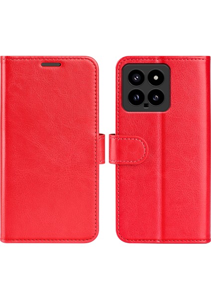 Xiaomi Için 14 Case Crazy Horse Doku Cüzdan Deri Telefon Kapak-Kırmızı (Yurt Dışından)