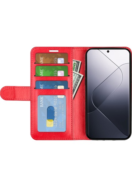 Xiaomi Için 14 Case Crazy Horse Doku Cüzdan Deri Telefon Kapak-Kırmızı (Yurt Dışından) fiyatları