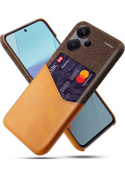 Xiaomi Redmi Için Note 13 Pro+Dava Kumaş+Pu Deri+Pc Kart Tutucu Telefon Kapak-Orange (Yurt Dışından)