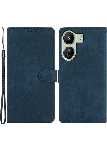 Xiaomi Redmi 13C 4g/poco C65 4g Cep Telefon Kılıfı Cilt Deri Deri Deri Stand Kapak Blue (Yurt Dışından)