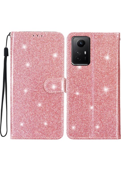 Xiaomi Için Redmi Note 12S 4g Deri Cüzdan Katlama Standı Dikkatli Damla Damla Koşullu Hafif Telefon Kapak Çizgi Altın (Yurt Dışından)