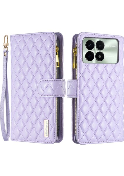 Xiaomi Redmi Için K70E 5g Case Fermuar Cüzdan Stand Kapağı Strap-Purple (Yurt Dışından)