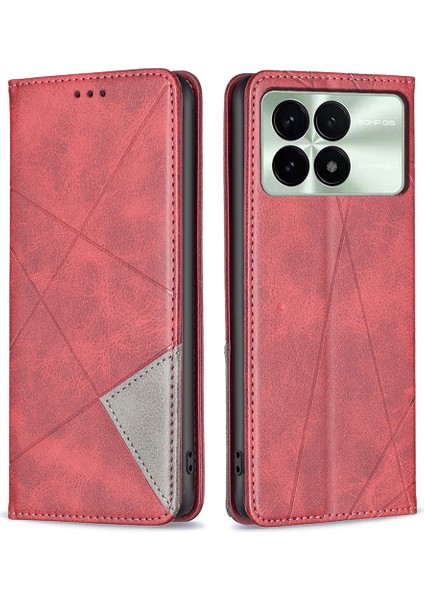 Xiaomi Redmi Için K70E 5g Kart Pu Deri Deri Stand Kapağı Koruyucu-Kırmızı (Yurt Dışından)