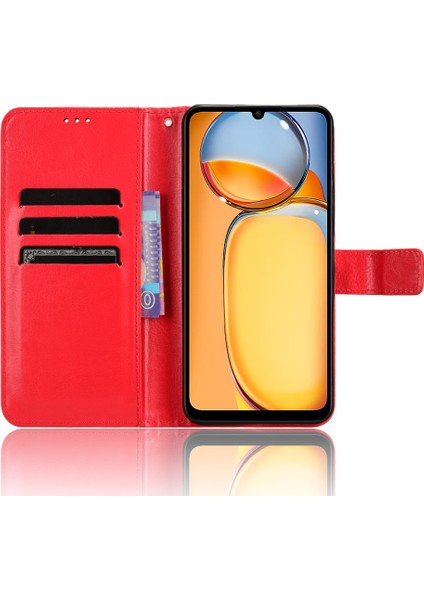 Xiaomi Redmi 13C/POCO C65 4g Kasa Deri Cüzdan Telefon Stand Kapak Kırmızı (Yurt Dışından) fiyatları