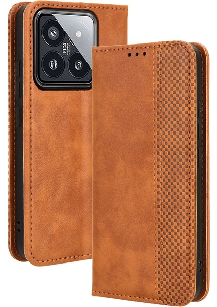 Xiaomi Için 14 Case Manyetik Otomatik Kapanış Retro Deri Telefon Kapak Koğuş (Yurt Dışından)