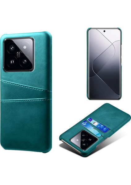 Xiaomi Için 14 Vaka Çift Kart Yuvaları Pu Deri Kaplı Pc Koruyucu Telefon Kapak Yeşili (Yurt Dışından)