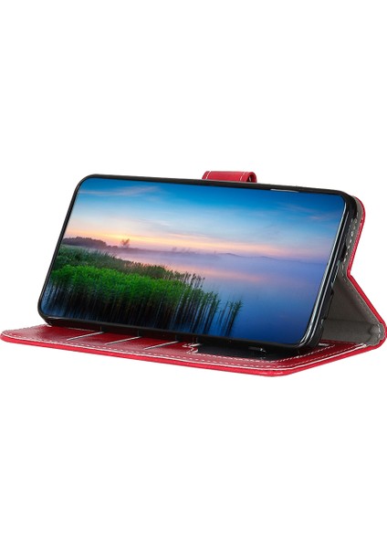 Xiaomi Redmi Için Note 13 Pro 5g Cep Telefonu Kılıfı Folio Flip Çılgın At Doku Deri Kapak-Kırmızı (Yurt Dışından)