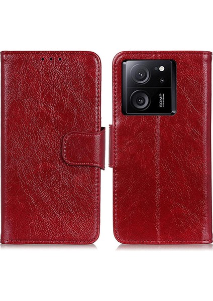Xiaomi Için Redmi K60 ULTRA/13T/13T Pro Nappa Dokusu Split Deri+Tpu Telefon Kapak-Kırmızı (Yurt Dışından)