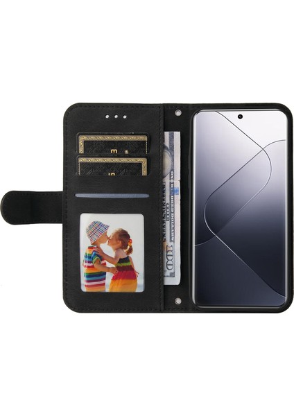 Xiaomi 14 Pro Case Baskılı Cilt Touch Telefon Kapağı Pu Deri Stand Cüzdan-Black (Yurt Dışından) fiyatları