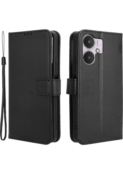 Xiaomi Redmi Için 13C 5G/13R 5g/poco M6 5g Cüzdan Kılıf Deri Deri Folio Şok Geçirmez Telefon Kapak Black (Yurt Dışından)