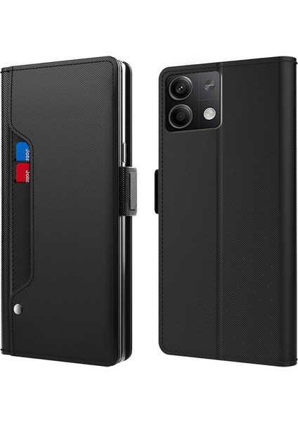 Xiaomi Için Redmi Note 13 5g Case Anti-Drop Deri Cep Telefon Kapağı Ayna Black (Yurt Dışından)