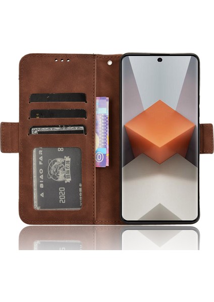 Xiaomi Redmi Için Note 13 Pro+ Çizgiye Dönüş Anti-Cratch Telefon Kabuğu Deri Kılıf Cüzdan Stand Telefon Kapak-Kahverengi (Yurt Dışından) fiyatları