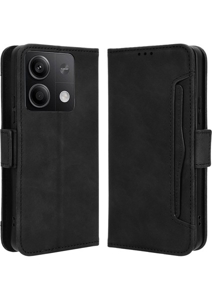 Xiaomi Için Redmi Note 13 5g Case Slim Fit Pu Deri Telefon Stand Kapağı Cüzdan-Black (Yurt Dışından)