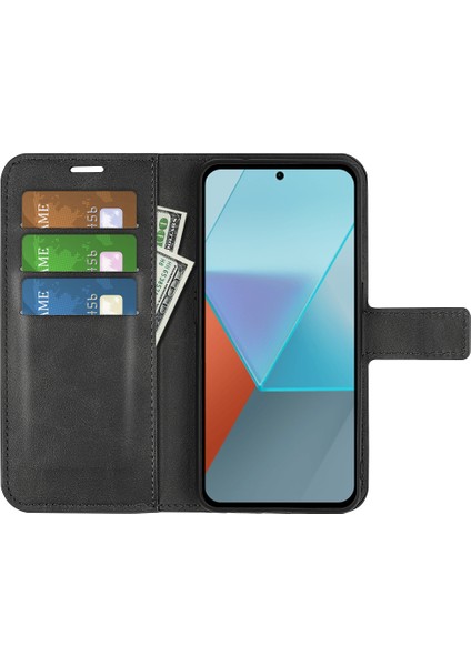 Xiaomi Redmi Için Note 13 Pro 5g Case Balf Doku Pu Deri Telefon Stand Kapak Black (Yurt Dışından)