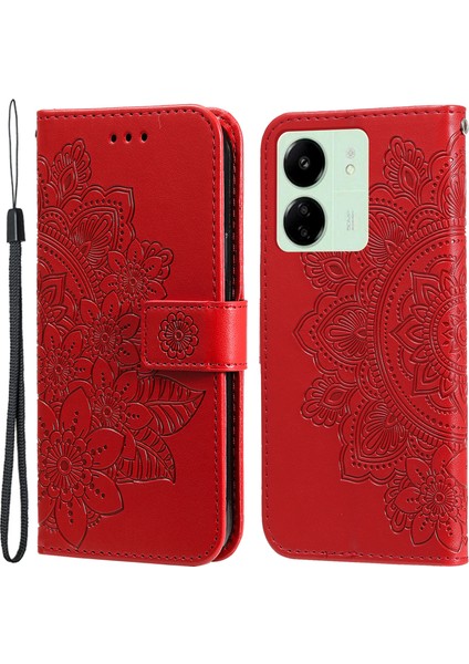 Xiaomi Redmi Için 13C 4g/poco C65 4g Case Anti-Sracratch Pu Deri Cüzdan Telefon Kapak-Kırmızı (Yurt Dışından)