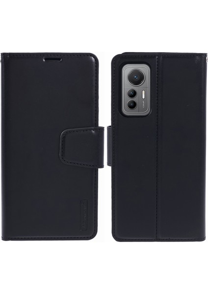 Xiaomi Için 12 Lite 5g Kasa Cüzdanı Pu Deri Ince Fit Telefon Koruyucu-Siyah (Yurt Dışından)