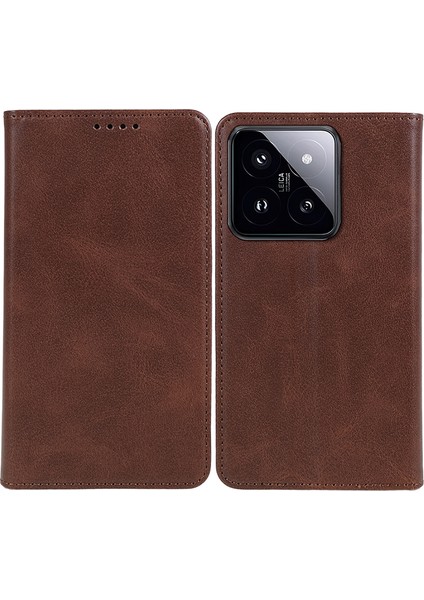 Xiaomi Için 14 Pro Case Deri Buzağı Dokusu Süper Mıknatıs Kapanışlı Telefon Koruma Kapağı (Yurt Dışından)