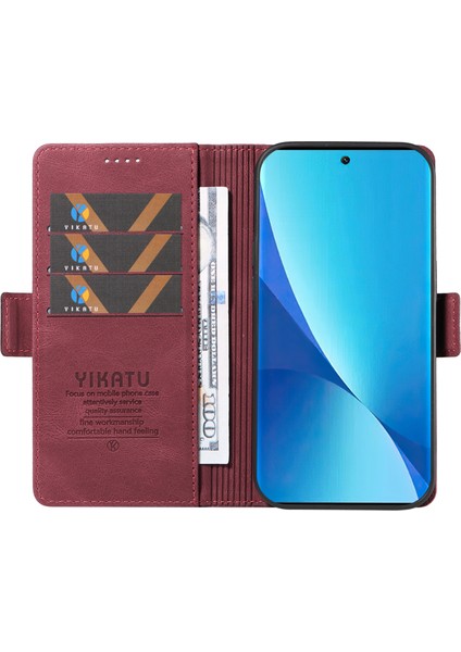 Xiaomi Için 12 Lite 5g Cilt Touch Telefon Kapağı Pu Deri Stand Kabuk Cüzdan Kılıf Kırmızısı (Yurt Dışından) fiyatları