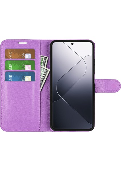 Xiaomi 14 Pro Case Için Litchi Doku Dikkat Anti-Çizelge Cüzdan Deri Deri Kapak Morası (Yurt Dışından) fiyatları