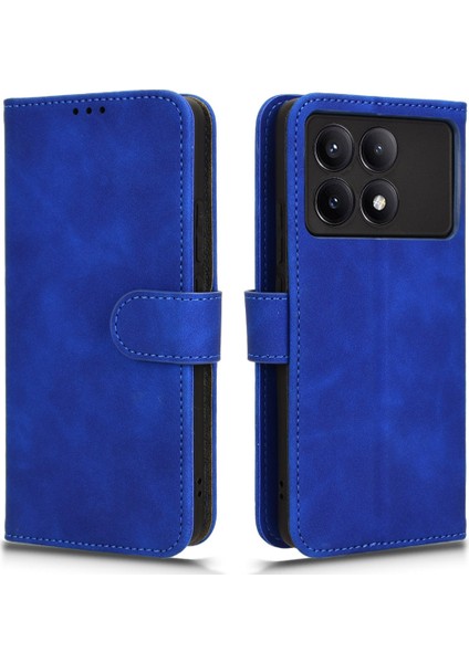 Xiaomi Için Redmi K70E 5g Kapak Yumuşak Taş Tpu+Pu Deri Dergi Anti-Fall Telefon Cüzdan Kılıf Mavisi (Yurt Dışından)
