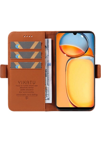 Xiaomi Redmi Için 13C 4g/poco C65 4g Case Pu Pu Deri Stand Telefon Kapak-Kahverengi (Yurt Dışından) fiyatları